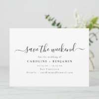 Minimalist Modern Black White Script Weekend