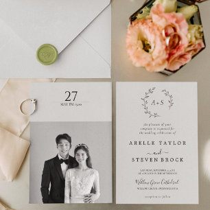 Minimalist Modern Black & White Simple Wedding Invitation