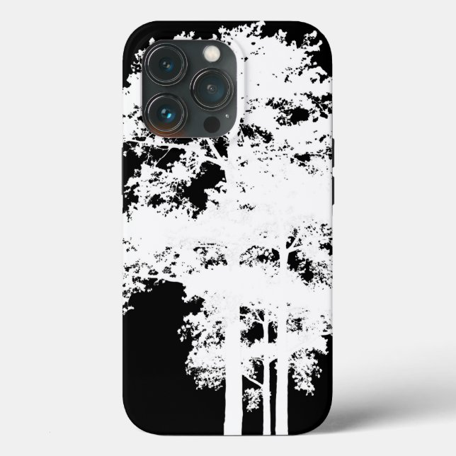Minimalist modern black white tree silhouette Case-Mate iPhone case (Back)