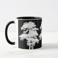 Minimalist modern black white tree silhouette