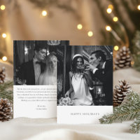 Minimalist Modern Black White Two Photo Wedding
