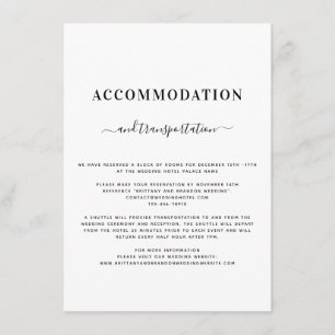 Minimalist Modern Black & White Wedding Details Enclosure Card