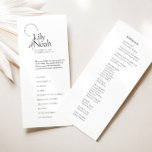 Minimalist Modern Black & White Wedding Program<br><div class="desc">This sleek and timeless design elegantly guides your guests through your special day, striking a harmonious balance between simplicity and sophistication. The classic black and white colour scheme makes it a versatile choice, complementing a wide range of wedding themes. Personalize this program with your unique details, ensuring your guests have...</div>