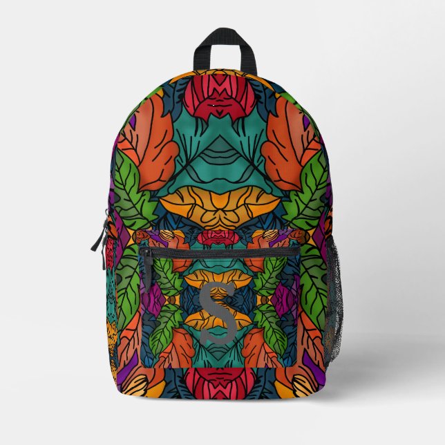 Minimalist Modern Blended Leaves 4 | Colourful Printed Backpack (Front)