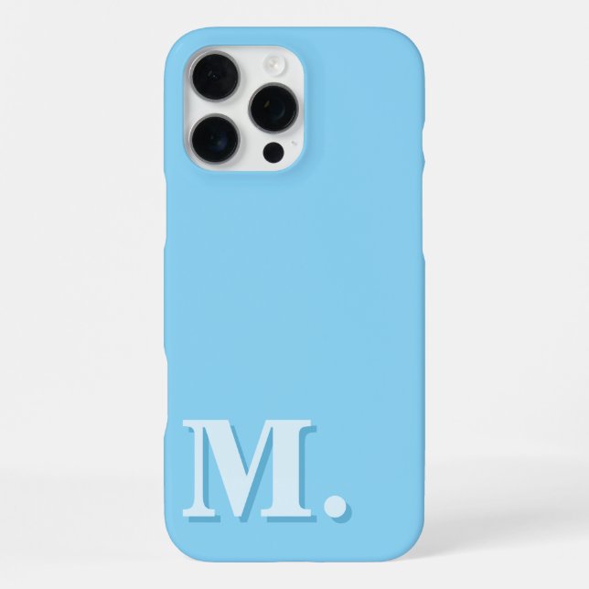 Minimalist Modern Blue Monogram Initial iPhone Case (Back)