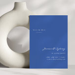 Minimalist Modern Blue Script Save The Date Postcard<br><div class="desc">Minimalist Modern Script Wedding Save the Date Postcard in French Blue</div>