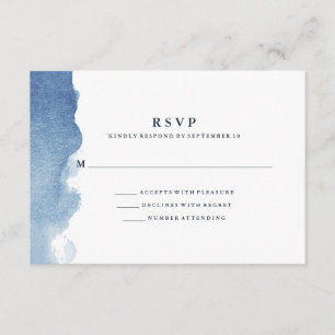 Minimalist Modern Blue Watercolor Splash RSVP Card