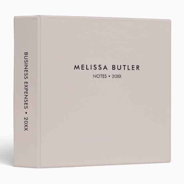 Minimalist Modern Blush Beige 3 Ring Binder (Front/Spine)