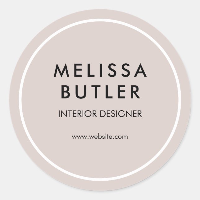 Minimalist Modern Blush Beige Classic Round Sticker (Front)