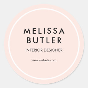 Minimalist Modern Blush Pink Classic Round Sticker