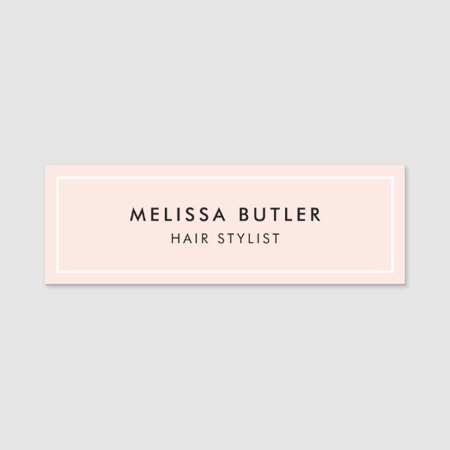 Minimalist Modern Blush Pink Name Tag (Front)