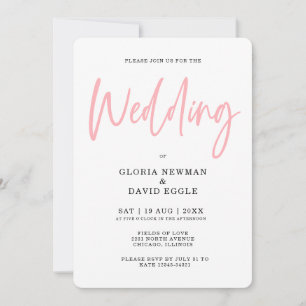 Minimalist Modern Blush Pink QR Code Wedding Invitation