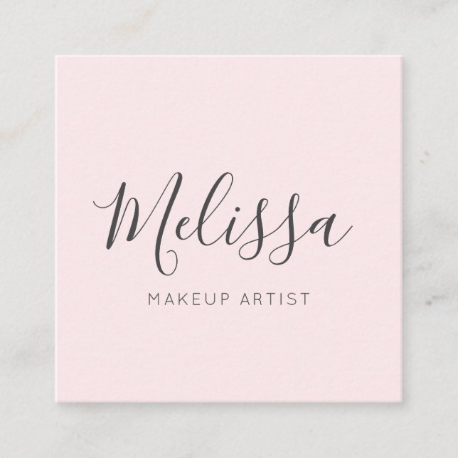 Minimalist Modern Blush Pink Square Business Card (Front)