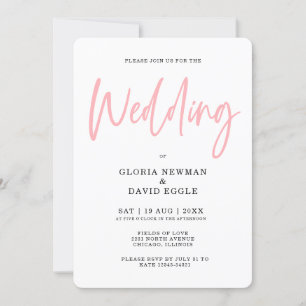 Minimalist Modern Blush Pink Wedding Invitation