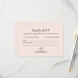 Minimalist modern blush pink wedding RSVP card
