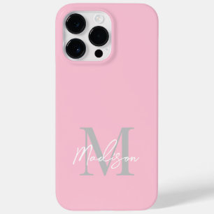 Minimalist Modern Blush Pink White Script Monogram Case-Mate iPhone 14 Pro Max Case