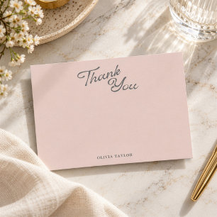 Minimalist Modern Blush Retro Script Baby Shower Thank You Card