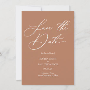 Minimalist modern Bohemian terracota Save the Date