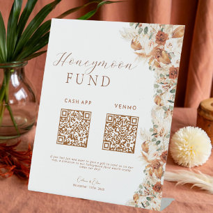 Minimalist Modern Boho Honeymoon Wish QR Code Sign