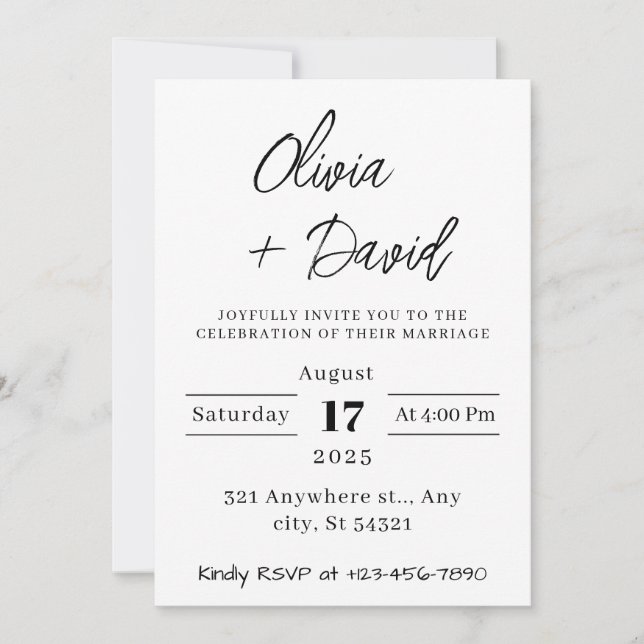 minimalist, Modern, Boho, Photo Wedding Invitation (Front)