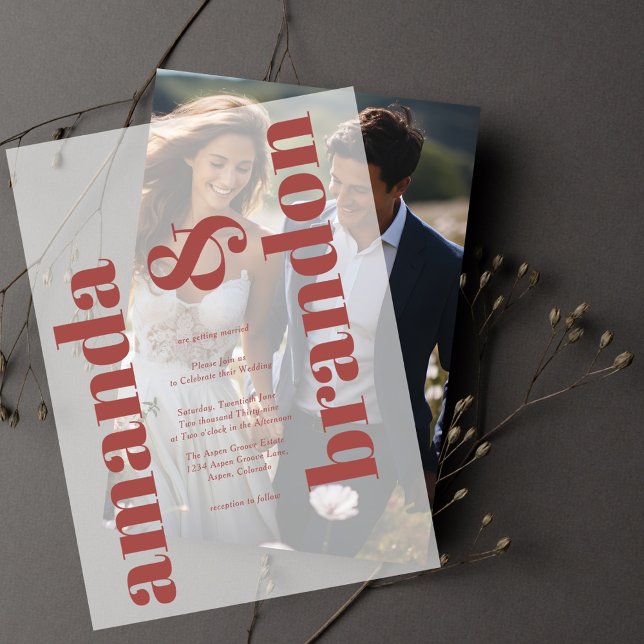 Minimalist Modern Bold Script Wedding Vellum Invitations (Creator Uploaded)