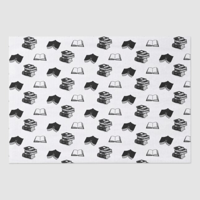 Minimalist Modern Bookish Bibliophile Book Pattern Tissue Paper (Front)