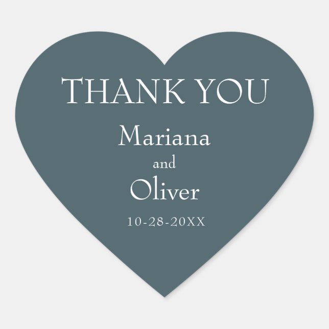 Minimalist Modern Border Blue Wedding Heart Sticker (Front)