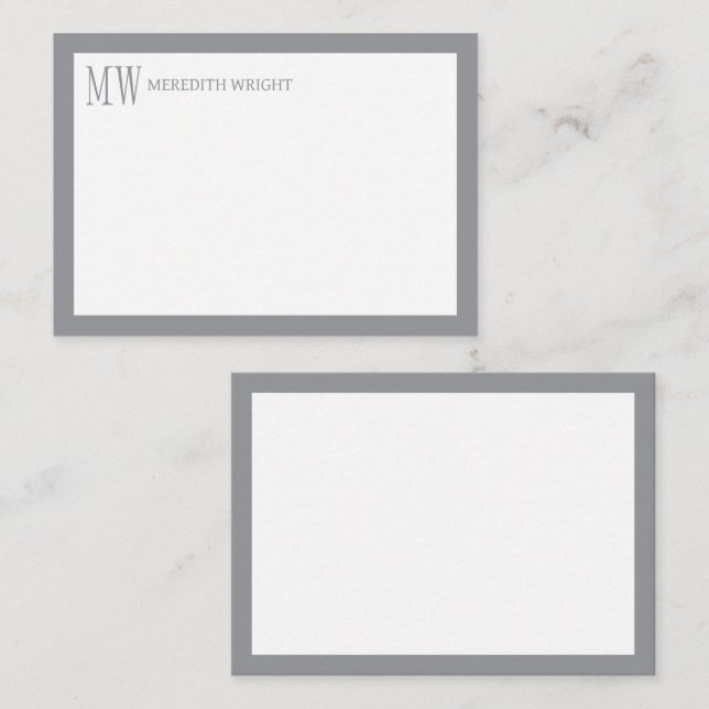 Minimalist Modern Border Monogram Card (Front/Back)