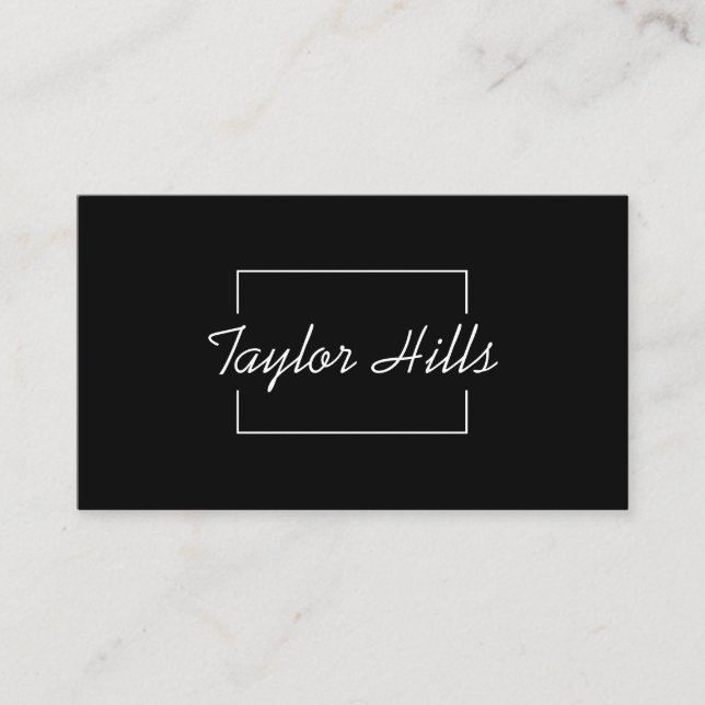 Minimalist Modern Box Line Frame Monochrome Business Card (Front)