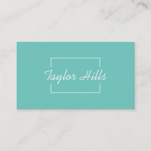 Minimalist Modern Box Line Frame Turquoise Blue Business Card