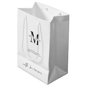 Minimalist Modern Branded Business Logo Monogram Medium Gift Bag