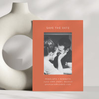 Minimalist Modern Bright Orange Photo Wedding