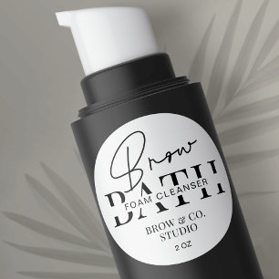 Minimalist Modern Brow Foam Cleanser Packaging Classic Round Sticker