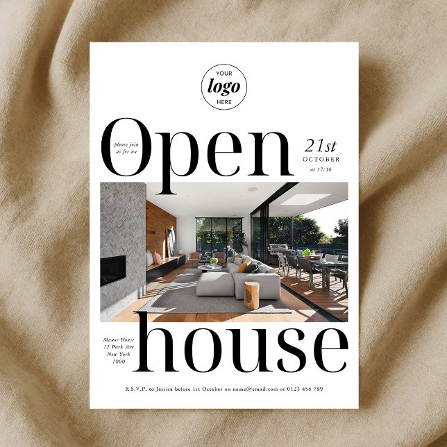 Minimalist Modern Business Open House One Photo Invitation (Minimalist Modern Business Open House Photo Invitation)