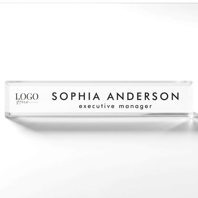 Minimalist Modern Business Your Logo Here Employee Nameplate (Front)
