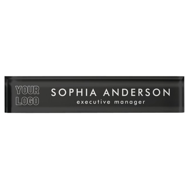 Minimalist Modern Business Your Logo Here Employee Nameplate (Front)