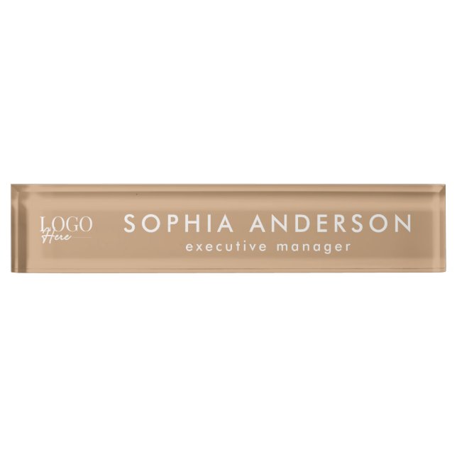 Minimalist Modern Business Your Logo Here Employee Nameplate (Front)