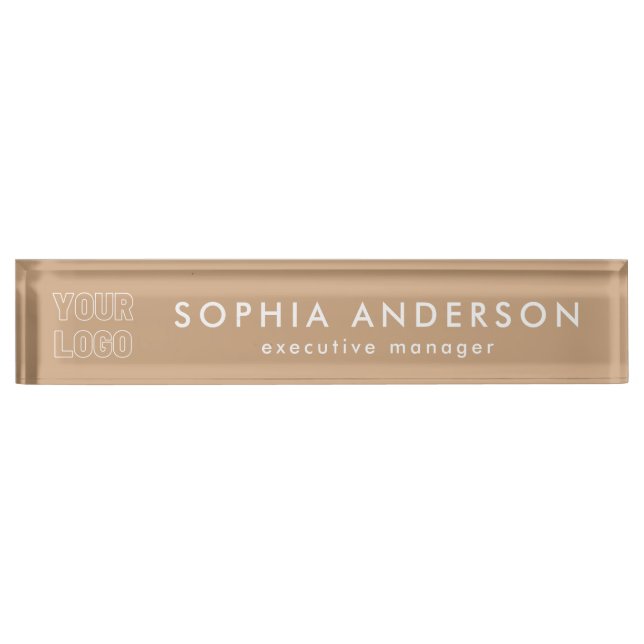 Minimalist Modern Business Your Logo Here Employee Nameplate (Front)