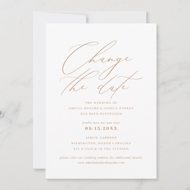 Minimalist Modern Calligraphy | Change The Date Invitation (Front)