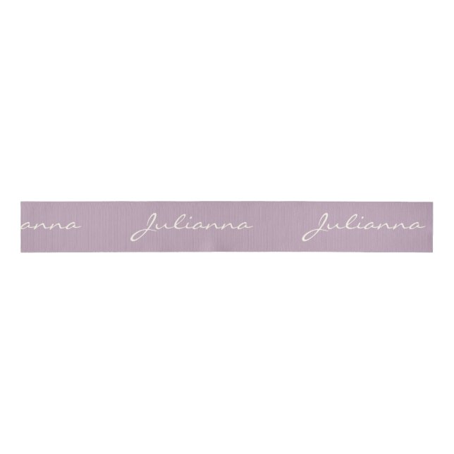 Minimalist Modern Calligraphy Lilac Purple Name Grosgrain Ribbon (Front)