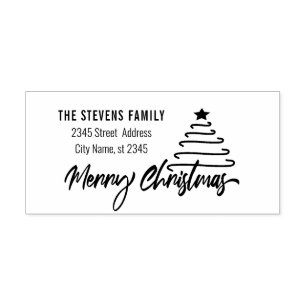 Minimalist modern calligraphy Merry Christmas Rubber Stamp