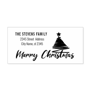 Minimalist modern calligraphy Merry Christmas Rubber Stamp