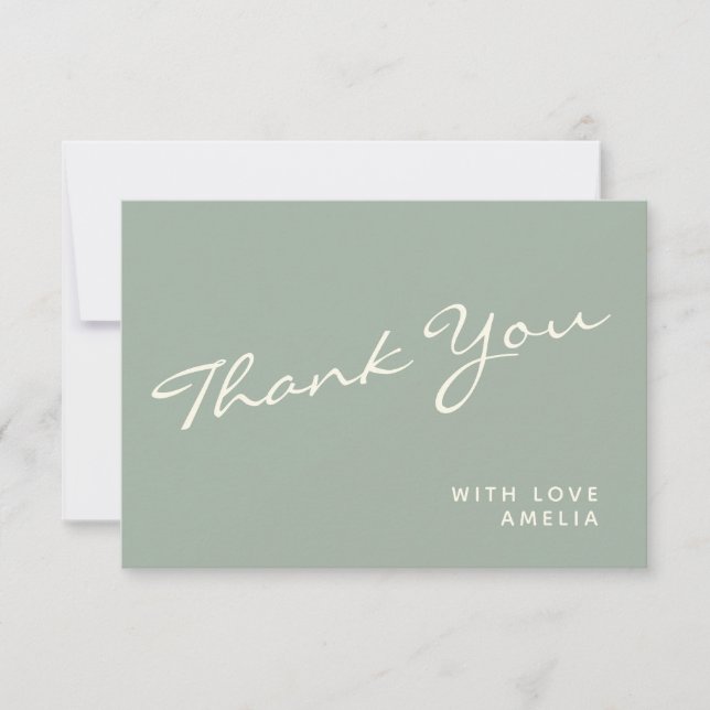 Minimalist Modern Calligraphy Sage Name Thank You (Front)
