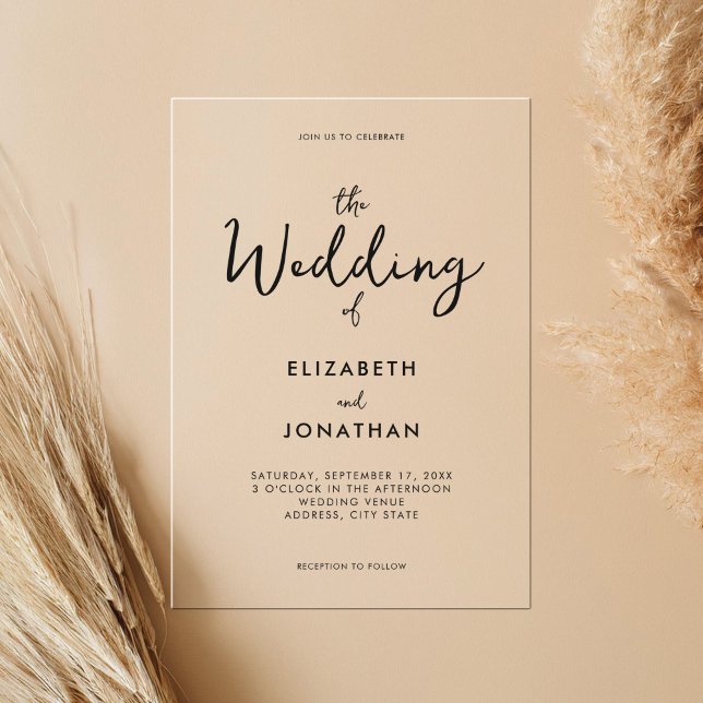 Minimalist Modern Calligraphy Wedding Acrylic Invitations (Creator Uploaded)