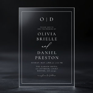 Minimalist Modern Calligraphy Wedding Acrylic Invitations