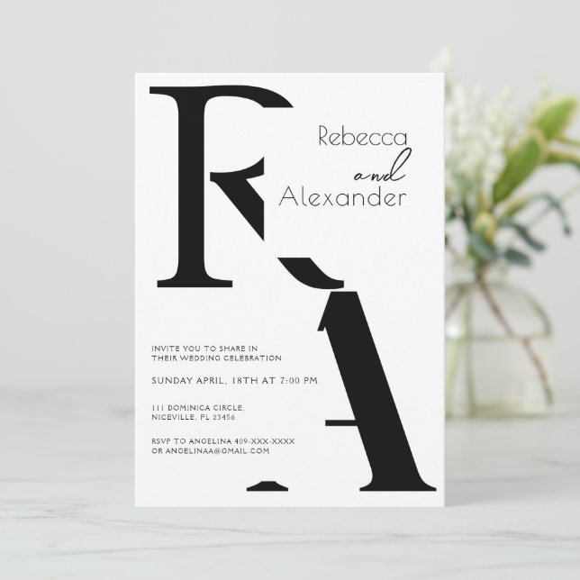 Minimalist Modern Calligraphy Wedding Invitation (Standing Front)