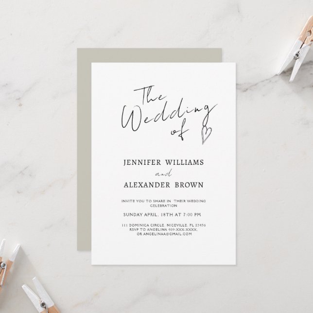 Minimalist Modern Calligraphy Wedding Invitation (Front/Back In Situ)