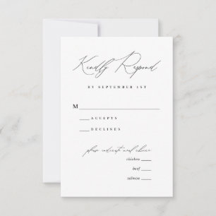 Minimalist Modern Calligraphy Wedding Menu RSVP