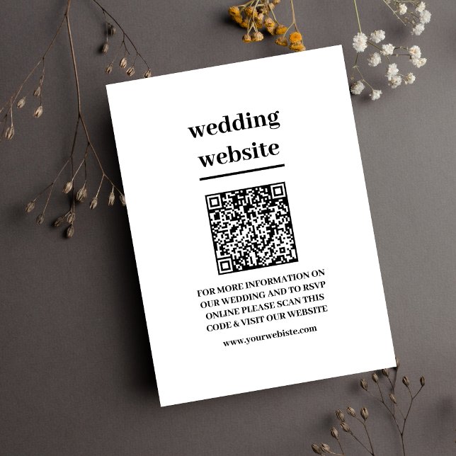 Minimalist Modern Calligraphy Wedding QR Code Enclosure Card (Creator Uploaded)