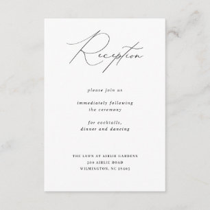 Minimalist Modern Calligraphy Wedding Reception Enclosure Card